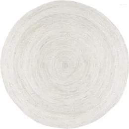 Tapetes Tapete artesanal de fibra natural para sala de estar boêmio juta branca 90x90 cm tapete redondo decoração de casa