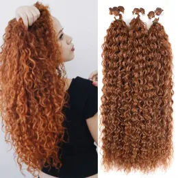 Weave Weave Synthetic Hair Bundles Afro Kinky Curly Hair 26 "30" Super Long Curls 613 Blond Color for Women genom att blomstra