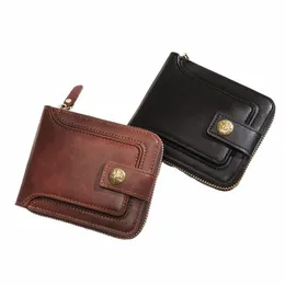 2024 New Brand High Quality Short Men's Wallet With Coin Pocket Qualitty Guarantee Leather Purse For Male Restor Card Holder 05V6#