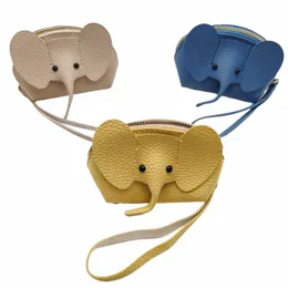 Pu Leather Elephant Mey Bag Women Coin Purse med Key Ring Multifunctial Zipper Storage Påsar Key Case V40L#