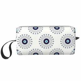 Mediterranean Evil Eye Mandala Toiletry Bag Mulheres Nazar Amulet Evil Makeup Cosmetic Organizer Lady Beauty Storage Dopp Kit Case x8gj #