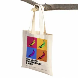 Andy Warhol Tomato Soup Banana Frs Lady Shopper Bag Entrambi i lati Tote Borsa a spalla Art Casual Canvas Donna Shop Borse E6aK #