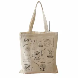 1 pc folklore Tote Bag, Taylor Tote Bag, Book Bag, TS Merch, Shop Shoulder Canvas Christmas Birthday Gift c2VF#