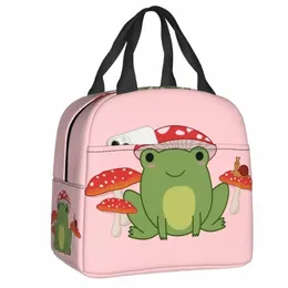 carto Rana con borsa da pranzo isolata ai funghi per le donne Resuable Hot Cold Lunch Tote Office Picnic Travel G0oW #