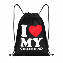 Eu amo minha namorada Eu coração minha namorada GF Drawstring Bags Gym Bag Hot Lightweight X0xd #