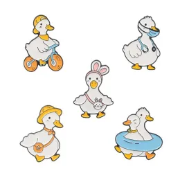 Duck Metal Cute White White Series Set Design Badges Spettame per spille con perno di etichetta con zaino per marciapiedi