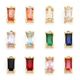 Encantos de cobre vidro banhado a ouro multicolorido remendo retangular colar pingentes diy jóias fazendo acessórios 9mm x 4mm