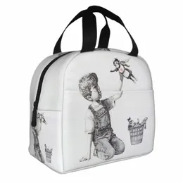 Banksy Nhs Superhero Isolierte Lunchtasche, auslaufsicher, Street Art Graffiti, Mahlzeitbehälter, Kühltasche, Tragetasche, Lunchbox, Lebensmittelaufbewahrungstasche g34m #