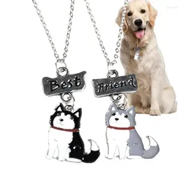 Dog Collars Pendant Necklace For Women 2pcs Cartoon Tag Dogs Cats Wear Unique Memorial Gifts Friends Family