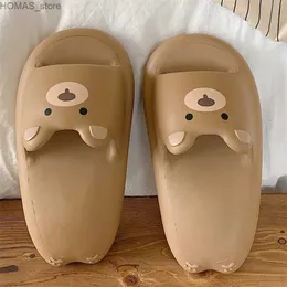 home shoes BEVERGREEN Thick Sole Ladies EVA Bathroom Couples Comfortable Casual Bathroom Cute Bear Thick Bottom Home Slippers Y240401