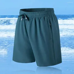 Mäns shorts Män förlorar snabb torr strand med blixtlåsfickor för elastisk dragkamp i midjan fasta färgbrett ben