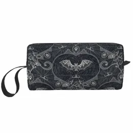 Halen Witch Bats Bolsa de maquiagem para mulheres Organizador de cosméticos de viagem Kawaii Gótico Halen Lace Armazenamento Bolsas de higiene pessoal z5H3 #