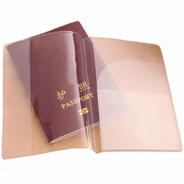 À prova d'água Viagem Sujeira Passaporte Capa Carteira Transparente PVC Clear ID Card Titulares Bolsa Busin Titular do Cartão de Crédito Caso Sacos v1w4 #