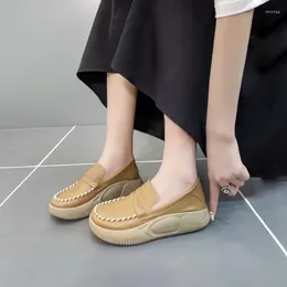 Casual Schuhe Damen Slip On Leder Hohe Plattform Frauen Schuhe Mode 2024 Luxus Licht Im Angebot Ankunft Designer Sommer Urban A