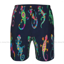 Shorts masculinos mens swimwear nadar tronco curto lagarto mexicano e gecko praia prancha natação surf