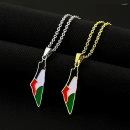 Pendant Necklaces Personality Retro Israel And Palestine Titanium Steel Necklace For Couples Product Gift