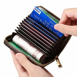 novo Multi -card Positi Anti -magnético Anti -roubo Card Bag Pu Couro Zipper Carteira de Crédito ID Titular do Cartão Bancário Caso Coin Purse s36J #