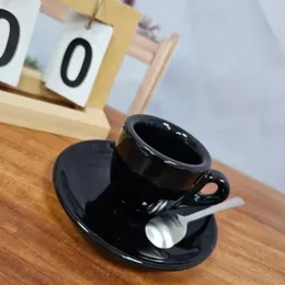 Högkvalitativ 9 mm tjock kaffekopp 50 ml Nespresso Cups Matching Grade Black Porslin Tea and Saucers Cafe Saucer 240328