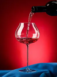 ワイングラス大容量ブルゴーニュゴブレットスーパーブライトプロフェッショナルクリスタルレッドガラスビッグベリーウルトラシンウォールウルトラフィンカップロッド