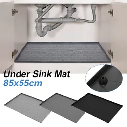 Badmattor under handfat matta 85x55 cm vattentät silikon droppbricka med dräneringshål för kök badrum tvättskåp lätt att rengöra