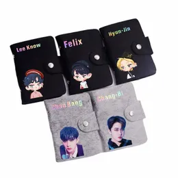 kpop Stray Kids Breve Feltro Portafoglio Porta carte Portamonete Portamonete Hyunjin Felix Bangchan Lee Conoscere Regalo Fans Collecti Y24w #