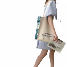 女性キャンバスショルダーバッグラブ哲学毎日のショップバッグ油絵本袋厚いコットクロスハンドバッグ女性用のトートE3ZP＃