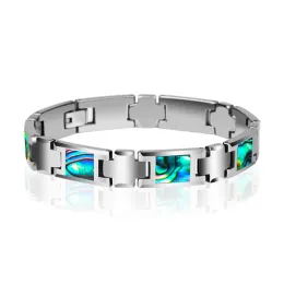 Bracelets New Fashion Man's Tungsten Carbide Bracelets 18/20.5CM Length With Colorful Deep Sea Shells Man's Fasion Jewelry Free Shipping