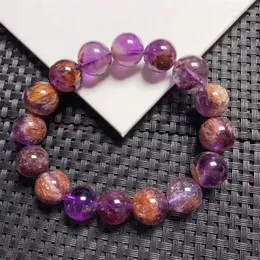 Link pulseiras 13mm natural roxo jardim pulseira de quartzo contas redondas cristal reiki cura pedra moda jóias presente para mulheres