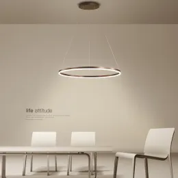 Lampade eine Sentsion Moderne ad Anello a LED Dimmerabili in Oro Nero pro Tavolo Sala da Pranzo Illuminazione A Binario Decorazioni per la Casa Lampada eine Sospension oscchio di lucentezza