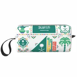 arabic Calligraphy Emblem Saudi Arabia Flag Toiletry Bag Portable Makeup Cosmetic Organizer Women Beauty Storage Dopp Kit Box 84xo#