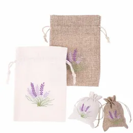 1pcs reutilizável aromaterapia cordão saco bordado lavanda bolsas secas fr aroma sacos cott juta sementes sacos g4z9 #