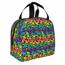 rainbow Leopard Insulated Lunch Bag High Capacity Lgbt Pride Meal Ctainer Cooler Bag Tote Lunch Box College Outdoor Food Bag W7Rf#