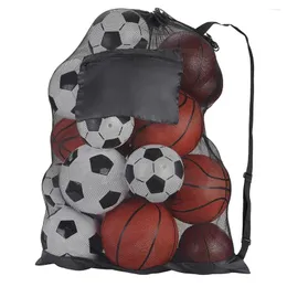 Storage Bags Mesh Soccer Ball Bag Extra Large Drawstring Basketball With Zipper Pocket Volleyball Football Net Pack Gym