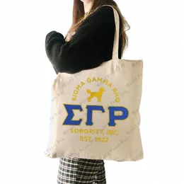 1pc Sigma Gamma Rho Sorority pattern Tote Bag Canvas Shoulder Bag For Travel Daily Commute Women's Reusable Shop Ba Best G b2sB#