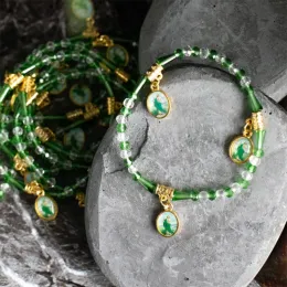Браслеты зеленый кристаллический браслет золотой тональный тона