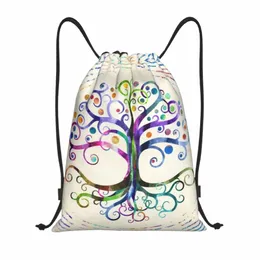 watercolor Tree Of Life Drawstring Backpack Women Men Gym Sport Sackpack Foldable Vikings Shop Bag Sack x0bF#