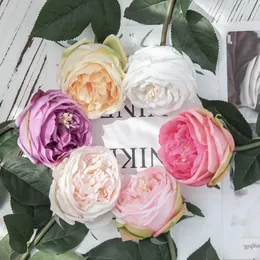 4st känner latex Austin Rose Moisturizing Peony Real Touch Artificial Flowers Bride Bouquet Wedding Flower Arrangement Home Decor 240325