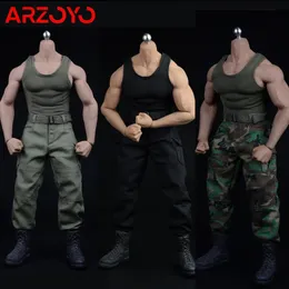 XM01 1/6 Muscle Male Vest Camo Pants Belt Shoes Sets Soldier Tactical Clothes Model Fit 12 PH TBL M34 Action Figure Body Doll 240328