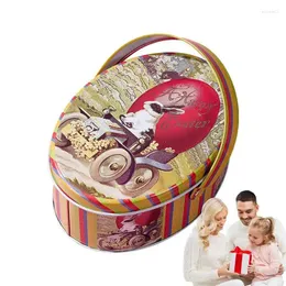 Present Wrap Tinplate Easter Candy Container Vintage Cookie Box Creative Cute Biscuit Cases Trinket Smycken Coin Storage