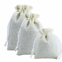 1 Pc High Quality Linen Storage Drawstring Bags Christmas Gift Package Small Pouch Home Organize Cott Sacks A677#