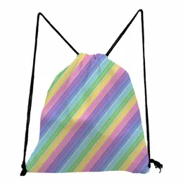 nieuwe trend kleurrijke modeprint rugzakken voor intudenten regenboogkleuren kunst creativiteit vrouwen trekoord zakノートブックSchoenen Tas 34dc＃