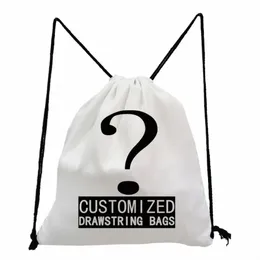 Persal Customize Women DrawString Bag Child Backpack과 인쇄 로고 커스텀 사진 책 가방 DIY 학교 가방 신발 주머니 02AA#