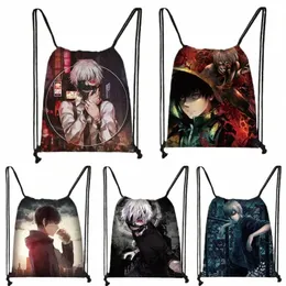 Anime Kaneki Ken Tokyo Ghoul Drawstring bag Student Schoolbag Cool Mini Backpack Adolescente Bolsa de viagem Meninos Meninas Bookbag l8UG #