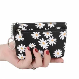 Daisy Print Coin Purse Women Mini Wallets Clutch with Zipper Keychain Small Coin Pouch Bag Bag Pouch Pouch Pouch Pouch Walled 02ls#