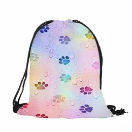 Personalizar bonito Carto Kitten filhote de cachorro impressão sacos de cordão com lados duplos para mulher homem escola viagem usar corda mochila y4FR #