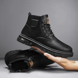 botlar erkek bot moda deri ayak bileği botlar sonbahar yeni nedensel erkekler ayakkabı yüksek kaliteli kış açık erkek hightops ayakkabı maço botas