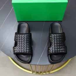 Nova chegada dos homens chinelos de designer de malha casual designers chinelo de couro preto luxo praia slides plus size