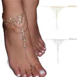 Cavigliere Cavigliera con goccia d'acqua con strass Braccialetti alla caviglia con superficie liscia, durevole ed elegante Sandalo con catena confortevole di alta qualità