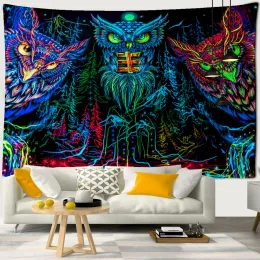 Dreamy Colorful Owl Tapestry Wall Hanging Boho Hippie Art Sci-Fi Witchcraft Room Background Wall Home Decor Dorm Decor