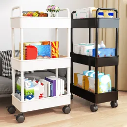 Racks 3Tier Plastic Organizer Rolling Cart Craft Cart Serving Trolley with Wheels Bath Ball Wipes Scissors Living Room Storage Rack